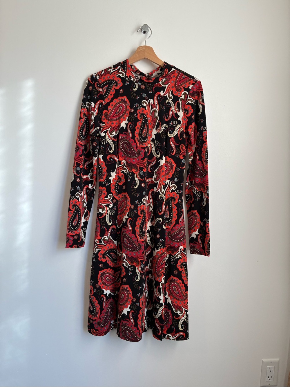 Marciano Guess Retro Paisley Tie Neck Multi Slit Midi Dress Medium M